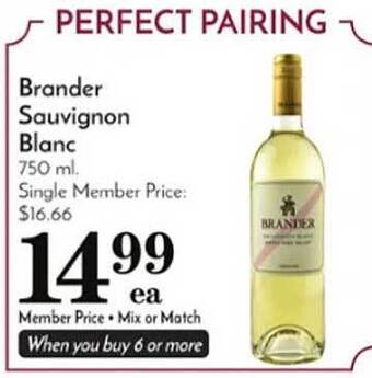 Pavilions Brander sauvignon blanc offer