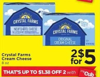 Cub Foods Crystal farms cream cheese offer