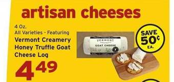 Hannaford Vermont creamery honey truffle goat cheese log offer