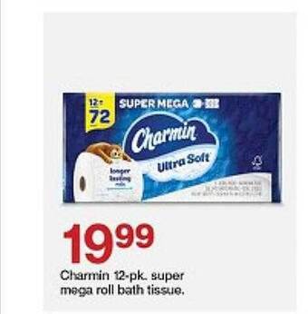Target Charmin 12-pk. super mega roll bath tissue offer