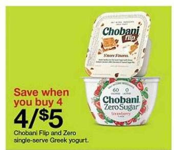 Target Chobani flip and zero single-serve greek yogurt offer