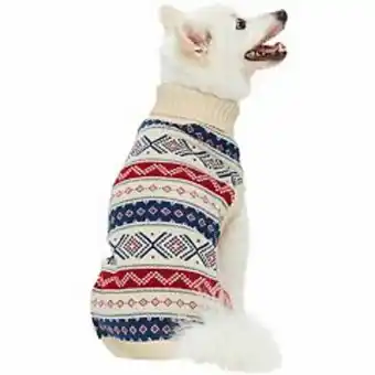 Kohl's Blueberry pet nordic fair isle christmas dog jacquard sweater in creamy white offer