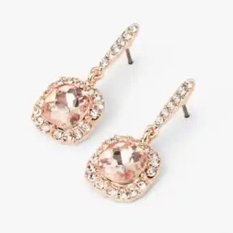 Claire's Rose gold 1" square halo drop earrings offer