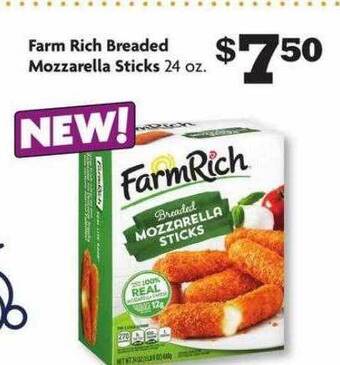 Family Dollar Farm rich breaded mozzarella sticks offer