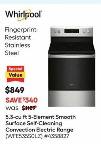 Lowe's Whirlpool Fingerprint Resistant Stainless Steel offer