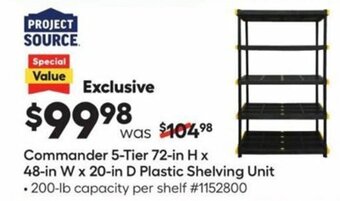 Lowe's Commander 5-Tier 72-in H x 48-in W x 20-in D Plastic Shelving Unit offer