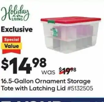 Lowe's 16.5-Gallon Ornament Storage Tote with Latching Lid offer