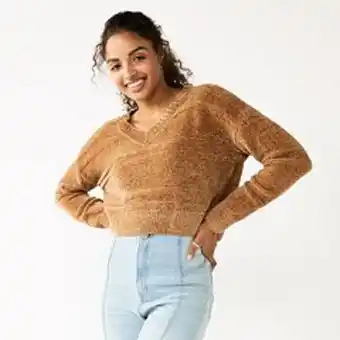 Kohl's Juniors' so® v-neck chenille pullover sweater offer