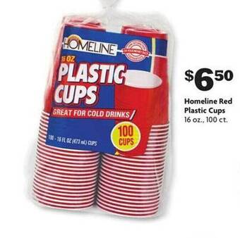 Family Dollar Homeline red plastic cups offer
