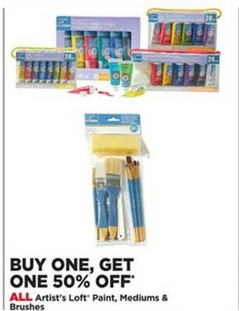 Michaels Artist's loft paint, mediums & brushes offer