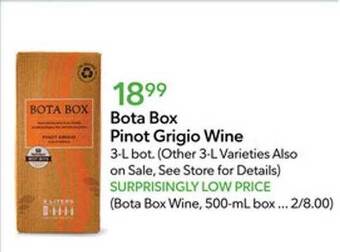 Publix Bota box pinot grigio wine offer