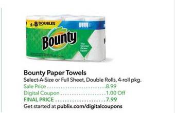 Publix Bounty paper towels offer