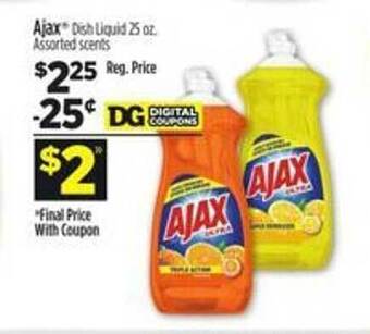 Dollar General Ajax dish liquid offer