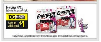 Dollar General Energizer max batteries offer
