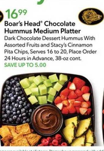 Publix Boar's head chocolate hummus medium platter offer