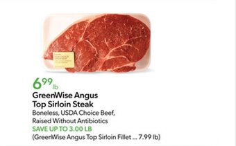 Publix GreenWise Angus Top Sirloin Steak offer