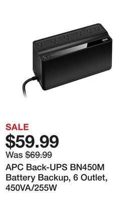 Office Depot Apc back-ups bn450m battery backup, 6 outlet, 450va/255w offer