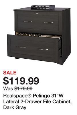 Office Depot Realspace® pelingo 31"w lateral 2-drawer file cabinet, dark gray offer