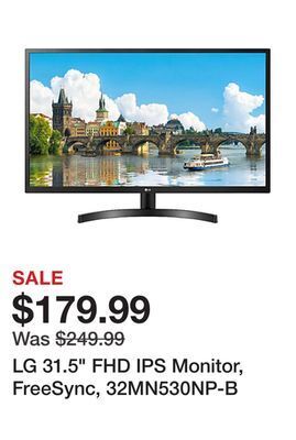 Office Depot Lg 31.5" fhd ips monitor, freesync, 32mn530np-b offer