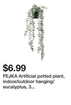 Ikea Fejka artificial potted plant, indoor/outdoor hanging/eucalyptus, 3 ½ " offer