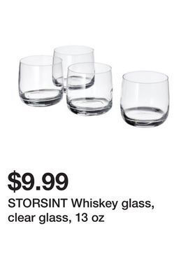 Ikea Storsint whiskey glass, clear glass, 13 oz offer