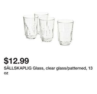 Ikea Sällskaplig glass, clear glass/patterned, 13 oz offer