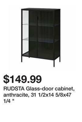 Ikea Rudsta glass-door cabinet, anthracite, 31 1/2x14 5/8x47 1/4 " offer