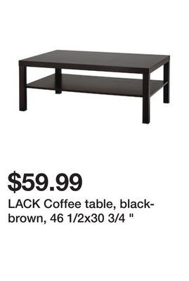Ikea Lack coffee table, black-brown, 46 1/2x30 3/4 " offer