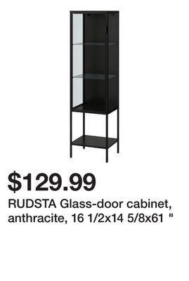 Ikea Rudsta glass-door cabinet, anthracite, 16 1/2x14 5/8x61 " offer