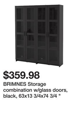 Ikea Brimnes storage combination w/glass doors, black, 63x13 3/4x74 3/4 " offer