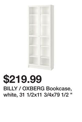 Ikea Billy / oxberg bookcase, white, 31 1/2x11 3/4x79 1/2 " offer