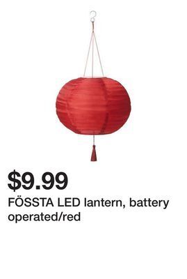 Ikea Fössta led lantern, battery operated/red offer