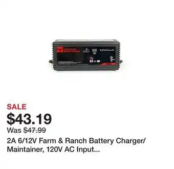 Tractor Supply Company 2a 6/12v farm & ranch battery charger/maintainer, 120v ac input voltage, 0.54a input current offer