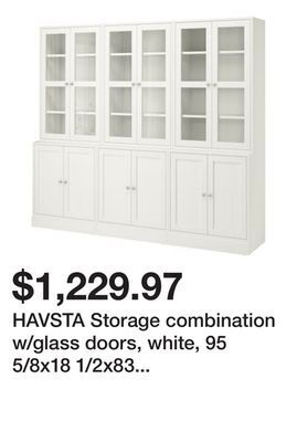 Ikea Havsta storage combination w/glass doors, white, 95 5/8x18 1/2x83 1/2 " offer