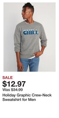 Old Navy Holiday graphic crew-neck sweatshirt for men offer