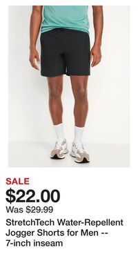 Old Navy Stretchtech water-repellent jogger shorts for men -- 7-inch inseam offer