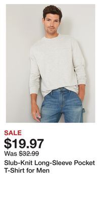 Old Navy Slub-knit long-sleeve pocket t-shirt for men offer