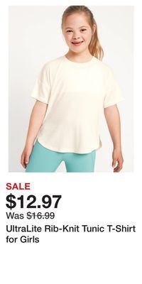 Old Navy Ultralite rib-knit tunic t-shirt for girls offer