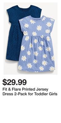 Old Navy Fit & flare printed jersey dress 2-pack for toddler girls offer