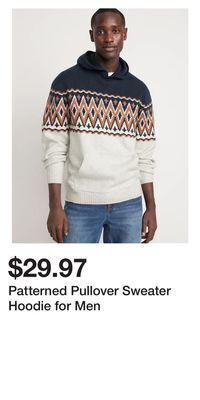 Old Navy Patterned pullover sweater hoodie for men offer