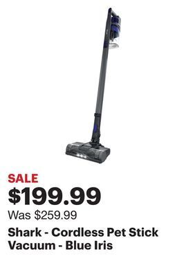 Best Buy Shark - cordless pet stick vacuum - blue iris offer