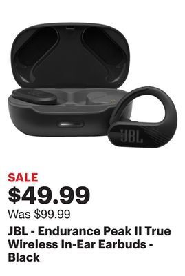 Best Buy Jbl - endurance peak ii true wireless in-ear earbuds - black offer