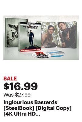 Best Buy Inglourious basterds [steelbook] [digital copy] [4k ultra hd blu-ray/blu-ray] [only @ best buy] [2009] offer