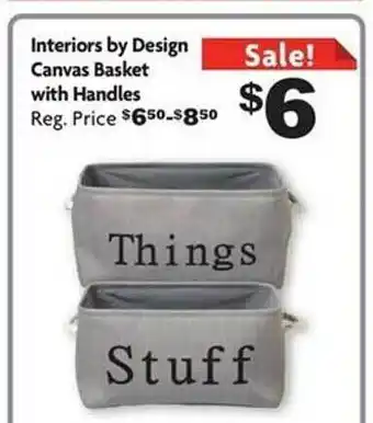 Family Dollar Interiors by design canvas basket with handles offer