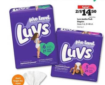 Family Dollar Luvs jumbo pack diapers offer