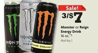 Family Dollar Monster or reign energy drink offer