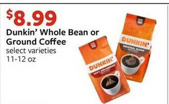 Fareway Dunkin' whole bean or ground coffee offer