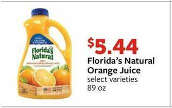 Fareway Florida's natural orange juice offer