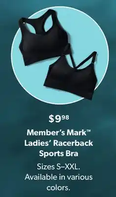Sam's Club Member's mark™ ladies' racerback sports bra offer