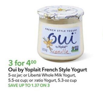 Publix Oui by Yoplait French Style Yogurt offer
